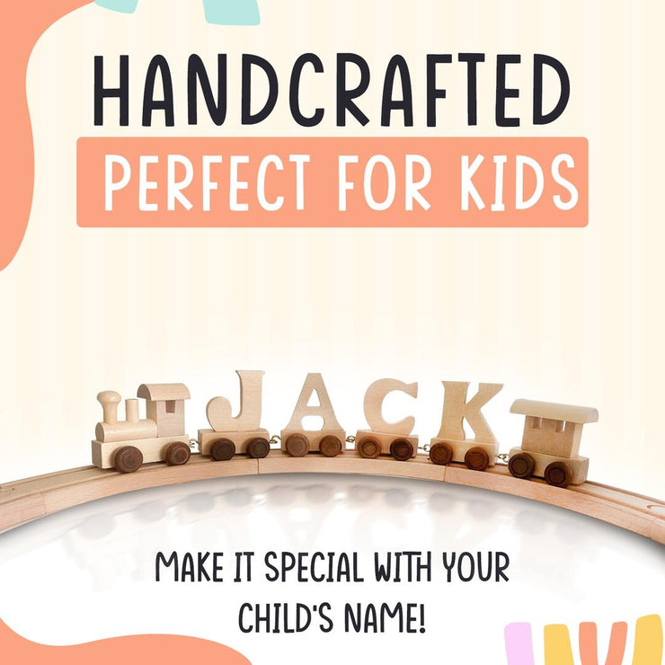 Personalized Train-Themed Wooden Name Letters with Tracks for Kids' Play and Decor