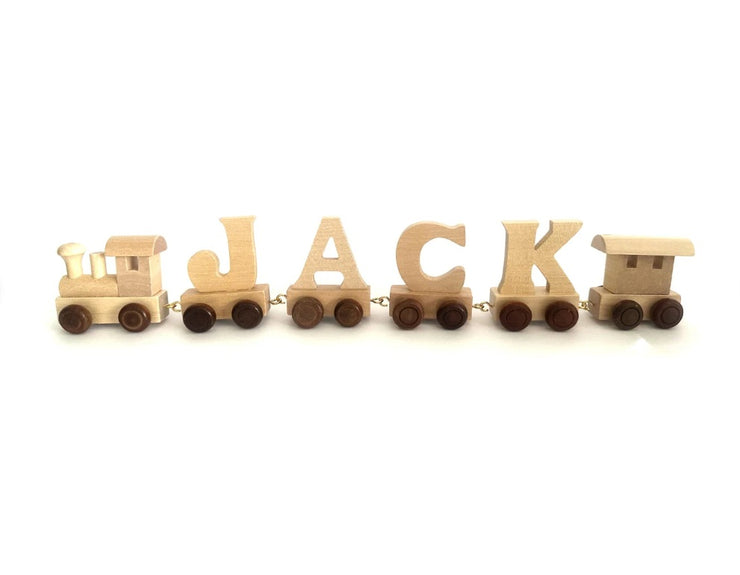 Personalized Train-Themed Wooden Name Letters with Tracks for Kids' Play and Decor