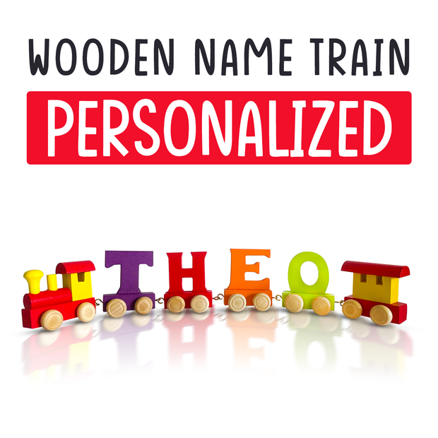 Personalized Train-Themed Wooden Name Letters with Tracks for Kids' Play and Decor