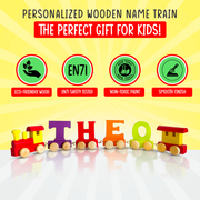 Personalized Train-Themed Wooden Name Letters with Tracks for Kids' Play and Decor